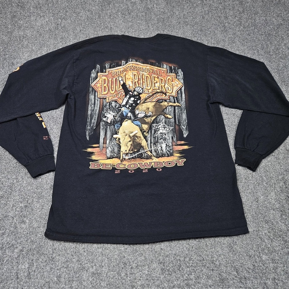 PBR Professional Bull Riders Long Sleeve T-Shirt Mens L Black 2020 Cowboy Rodeo